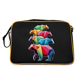 Colorful Low Poly Bears in Rainbow Colors - Retro Bag - black/gold - Back