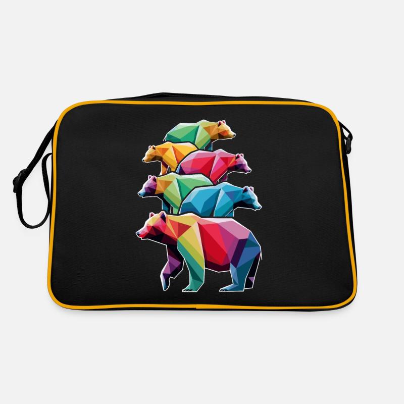 Colorful Low Poly Bears in Rainbow Colors Retro Bag