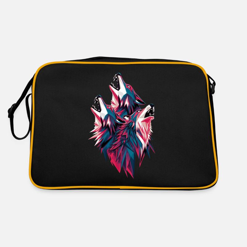 Low poly wolves in pack howling Retro Bag