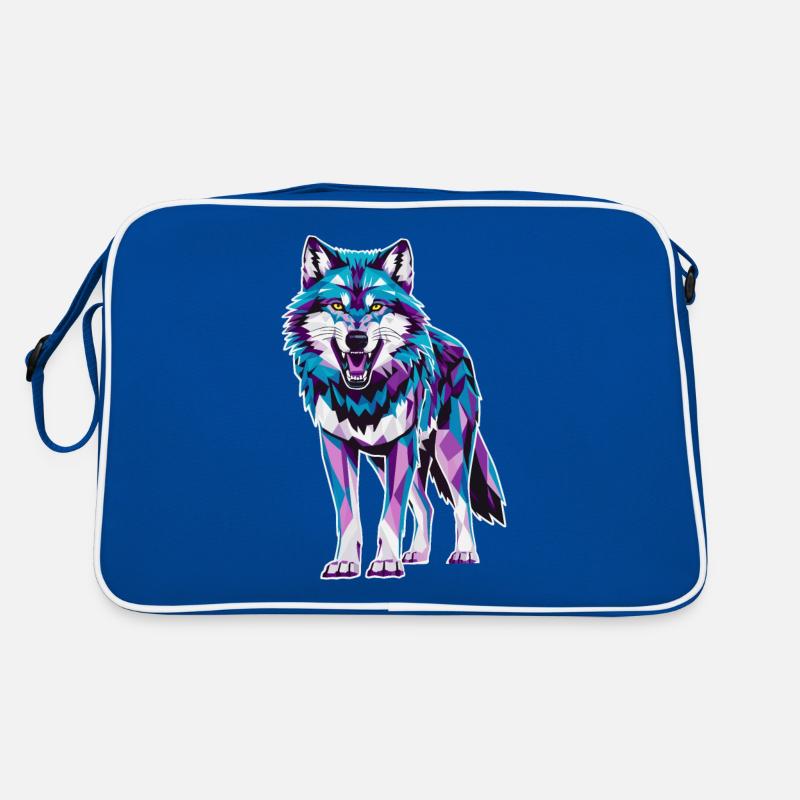 Low Poly Wolf - Art géométrique en bleu et Sac Retro