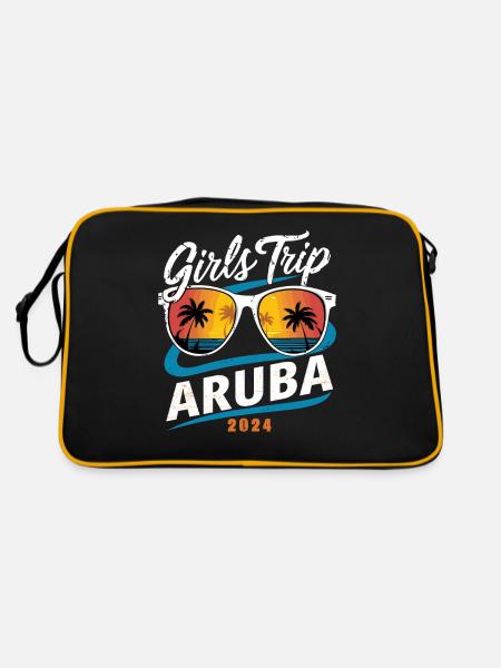 Girls Trip Aruba 2024 - Retro Tasche - Schwarz/Gold - Hinten