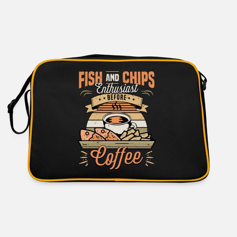 Fish And Chips Enthusiast Before Seafood Coffee Retro Tasche