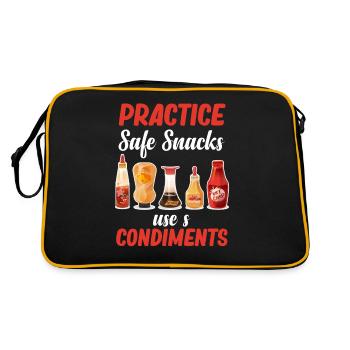 Wir Würzen Uns Gegenseitig! Senfwürziges - Retro Tasche - Schwarz/Gold - Hinten