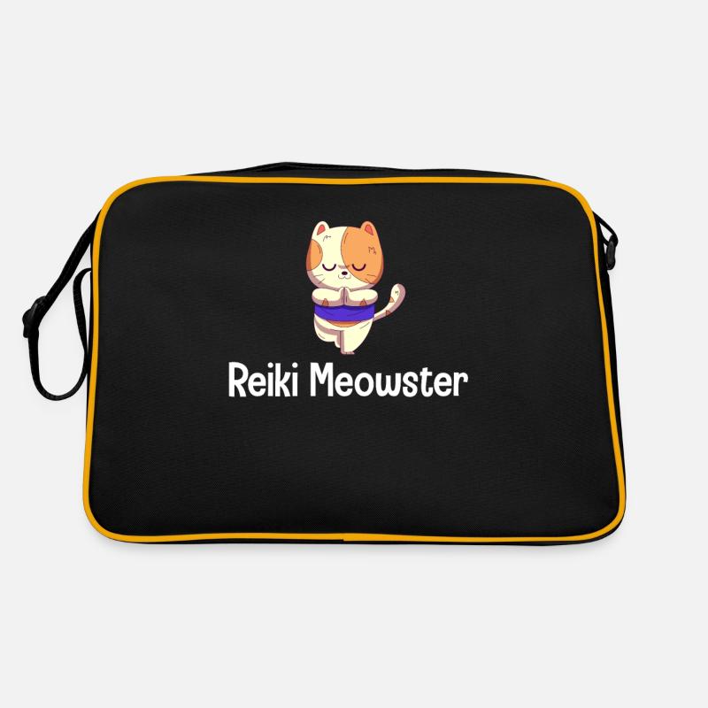 Reiki Meowster Chakra Guérison Bouddhiste - Sac Retro - noir/or