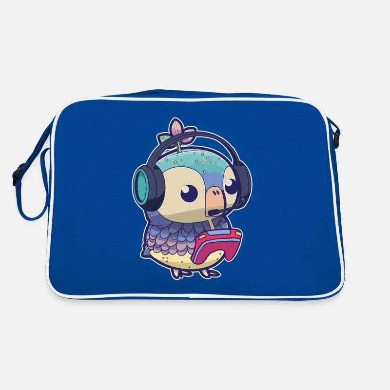 Spielen Sie Controller Gaming -Eule Mit Kopfhörern Retro Tasche