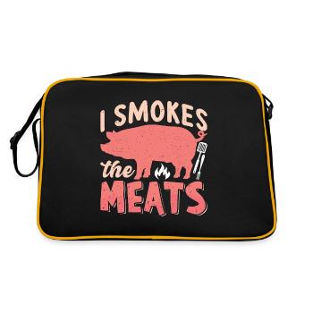 Pulled Pork BBQ I Smokes The Meats Barbecue Lover - Retro Tasche - Schwarz/Gold - Hinten