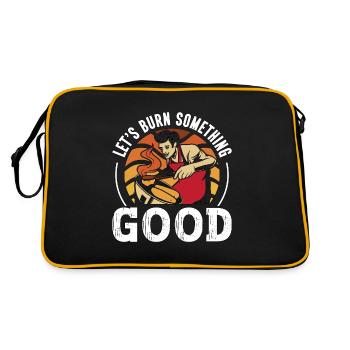 Pulled Pork BBQ Let's Burn Something Barbecue - Retro Tasche - Schwarz/Gold - Hinten