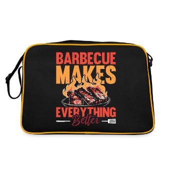 Pulled Pork BBQ Barbecue Makes Grilled Meat Lover - Retro Tasche - Schwarz/Gold - Hinten