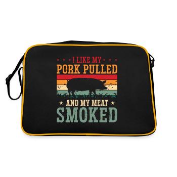 Pulled Pork BBQ I Like My Pork Pulled Grilled Meat - Retro Tasche - Schwarz/Gold - Hinten