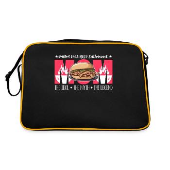 Pulled Pork BBQ Enthusiast Mom Loves Grilled Meat - Retro Tasche - Schwarz/Gold - Hinten
