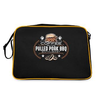 Pulled Pork BBQ Coffee Loves Barbecue Coffee Lover - Retro Tasche - Schwarz/Gold - Hinten