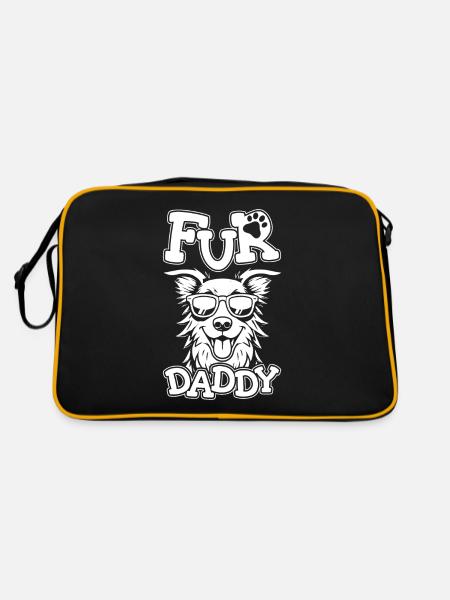 Border Collie Dog Dad For Daddy - Retro Bag - black/gold - Back