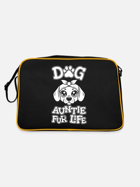Beagle Dog Aunt Fur Life - Retro Tasche - Schwarz/Gold - Hinten
