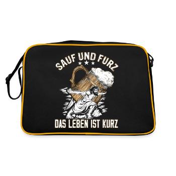 "Drink and fart, life is short" Beer - Retro Bag - black/gold - Back