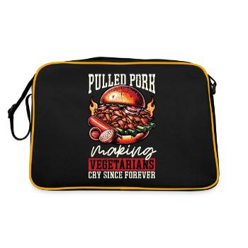 Pulled Pork Making Vegetarians Cry Barbecue Lover - Retro Tasche - Schwarz/Gold - Hinten