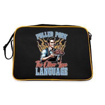 Pulled Pork The Other Love Language Barbecue Lover - Retro Tasche - Schwarz/Gold - Hinten