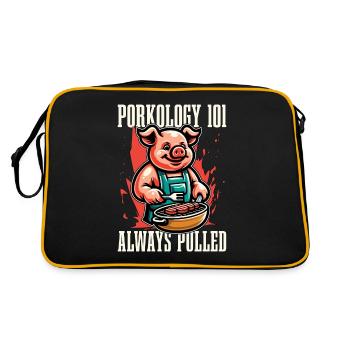 Pulled Pork BBQ Porkology 101 Always Meat Lover - Retro Tasche - Schwarz/Gold - Hinten