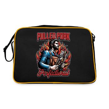 Pulled Pork Perfectionist Grilled Meat BBQ Lover - Retro Tasche - Schwarz/Gold - Hinten