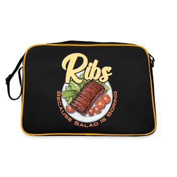Ribs Because Salad Is Boring Grilled Meat Ribs BBQ - Retro Bag - black/gold - Back
