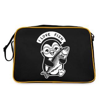 Mignon amateur de poissons pingouins - J’adore - Sac Retro - noir/or - Dos