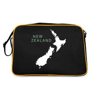 New Zealand Souvenir Karte Neuseeland - Retro Tasche - Schwarz/Gold - Hinten