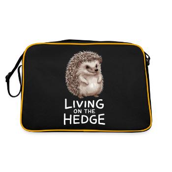Living on the hedge hedgehog with cute saying - Retro Bag - black/gold - Back