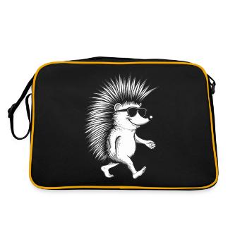 Igel Mit Süßem Spruch Im Coolen Look - Retro Tasche - Schwarz/Gold - Hinten