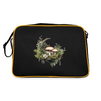 Forest mushrooms and moss with rose - Retro Bag - black/gold - Back