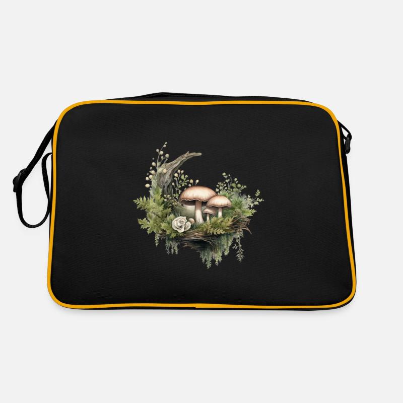 Waldpilze und Moos mit Rose Retro Tasche