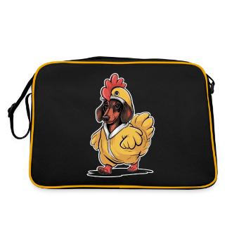 Teckel déguisé en poulet - Sac Retro - noir/or - Dos