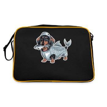 Teckel déguisé en poisson - Sac Retro - noir/or - Dos