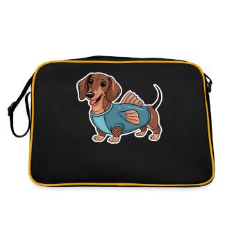 Teckel en costumes avec détails de nageoire - Sac Retro - noir/or - Dos