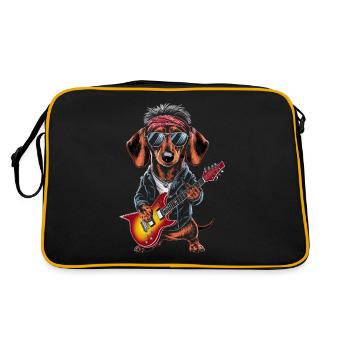Teckel en costumes avec guitare - Sac Retro - noir/or - Dos
