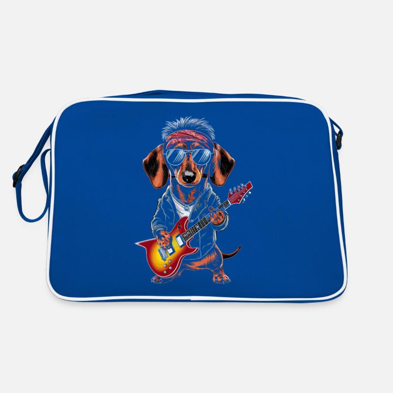 Dachshund In Costumes With Guitar Retro Bag
