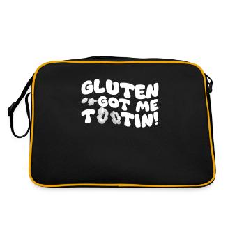 Gluten Hat Mich Auch Erwischt - Retro Tasche - Schwarz/Gold - Hinten