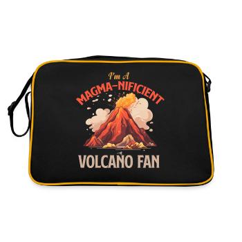 Ich Bin Ein Magmabegeisterter Vulkan-fan, - Retro Tasche - Schwarz/Gold - Hinten