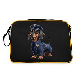 Teckel déguisé en policier - Sac Retro - noir/or - Dos