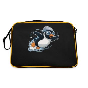 Schwimmender Pinguin Schwimmer Schwimmen - Retro Tasche - Schwarz/Gold - Hinten