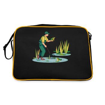 Frogs Catch Frog Hunter Frog Catcher - Retro Bag - black/gold - Back