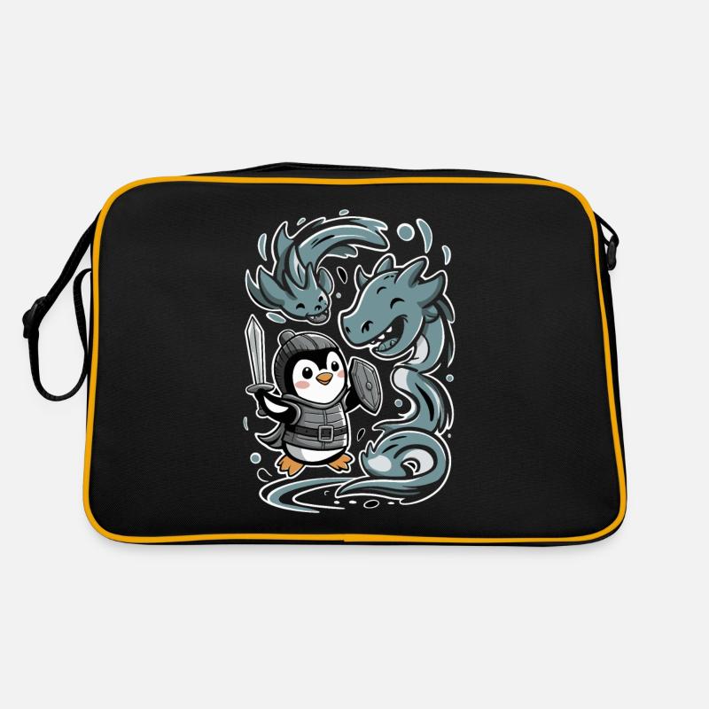 Mignon chevalier pingouin avec des amis dragons Sac Retro
