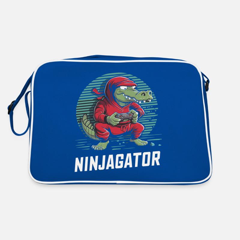 Ninja Alligator Gamer Fun Gaming Reptile Graphic Retro Bag