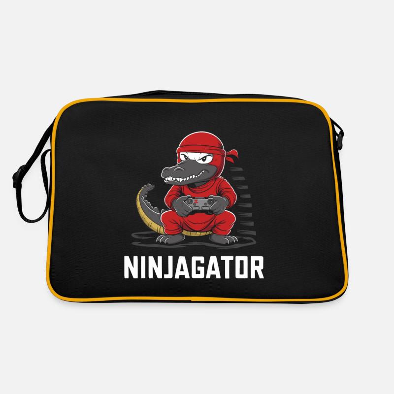 Ninja Alligator Gamer Fun Gaming Reptile Graphic Retro Tasche