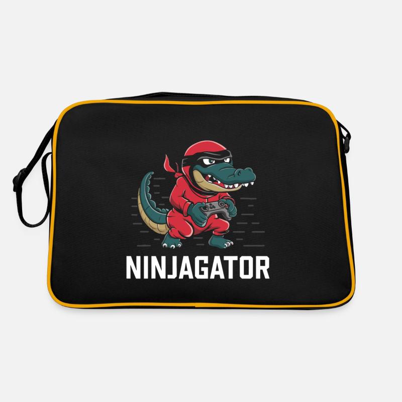 Ninja Alligator Gamer Fun Gaming Reptile Graphic Retro Tasche