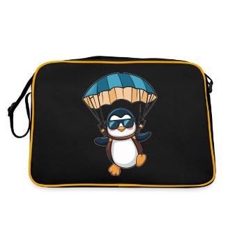 Cool penguin with parachute - Retro Bag - black/gold - Back