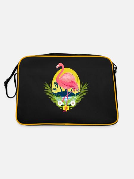 Flamingo - Retro Tasche - Schwarz/Gold - Hinten