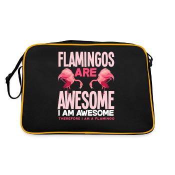 Flamingo Ich Bin Ein Flamingo - Retro Tasche - Schwarz/Gold - Hinten