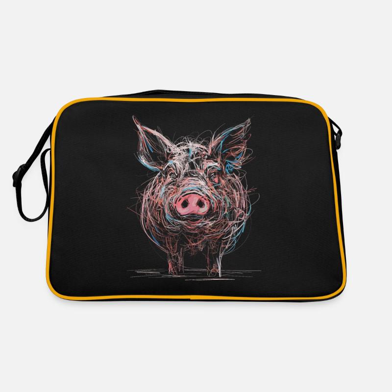 Dessin abstrait de cochon Illustration d’animal Sac Retro