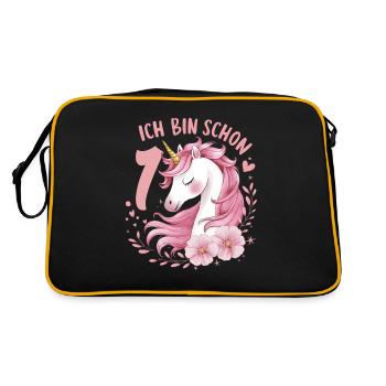 1. Geburtstag Mädchen 1 Jahr Pferd Pferde Einhorn - Retro Tasche - Schwarz/Gold - Hinten