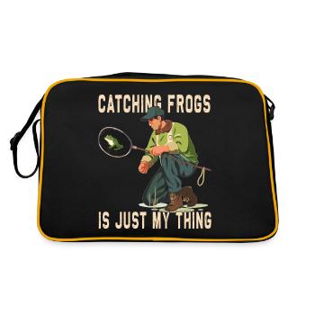Frogs Catch Frog Hunter Frog Catcher - Retro Bag - black/gold - Back