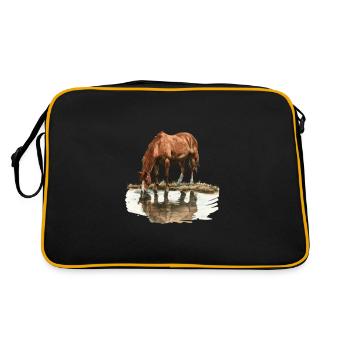 Horse by the water with reflection - Retro Bag - black/gold - Back